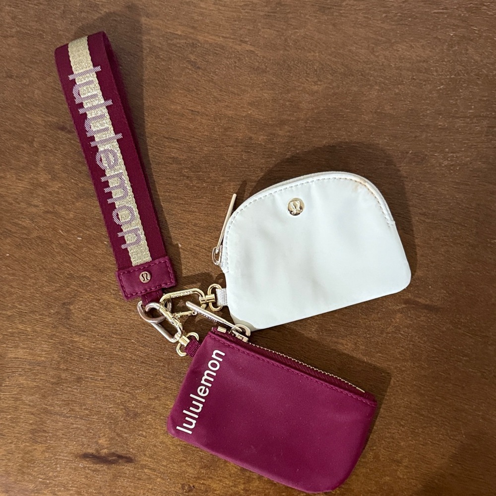 Lululemon Burgundy and White Wristlet Set